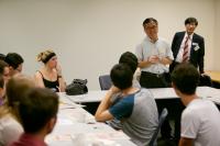 Professor Zhou Xunyu attending the informal reception for incoming exchange students